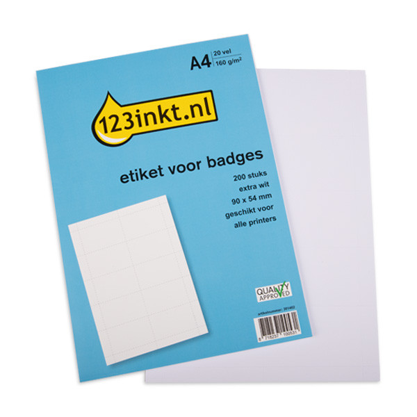 123inkt 123encre inserts pour porte-badges 90 x 54 mm (200 badges) 145502C 9011C 301462 - 1