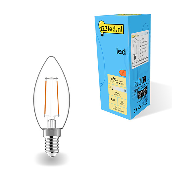 123inkt 123led E14 ampoule LED à filament bougie dimmable 2,5W (25W)  LDR01880 - 1