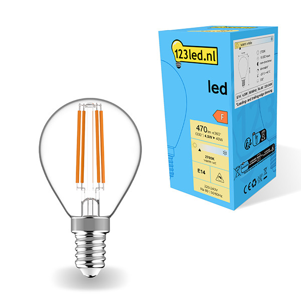 123inkt 123led E14 ampoule LED à filament sphérique dimmable 2700K 4,5W (40W)  LDR01894 - 1