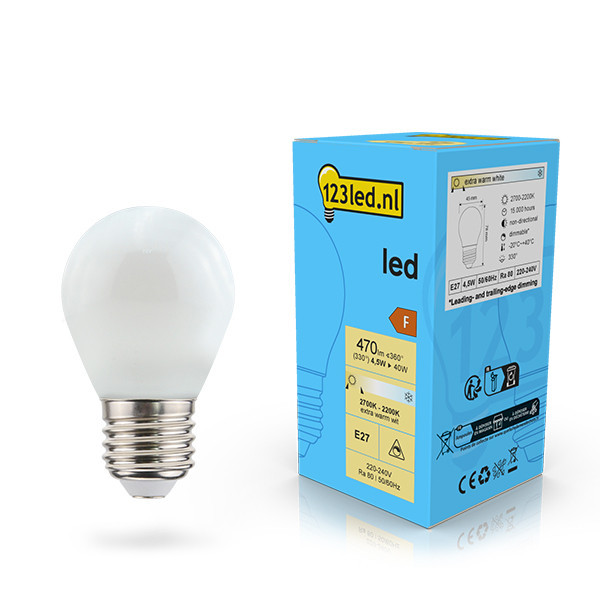 123inkt 123led E27 ampoule LED sphérique mate dimmable 4,5W (40W)  LDR02084 - 1