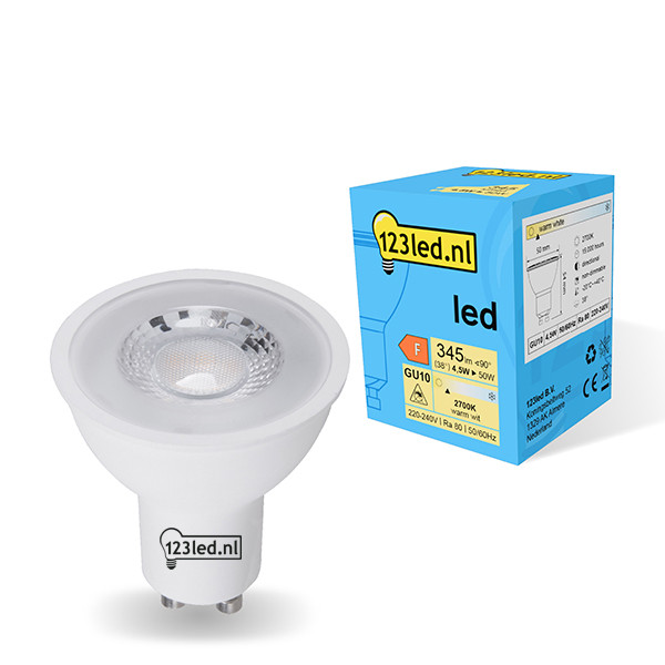 123inkt 123led spot LED GU10 verre 2700K 4,5W (50W)  LDR01724 - 1