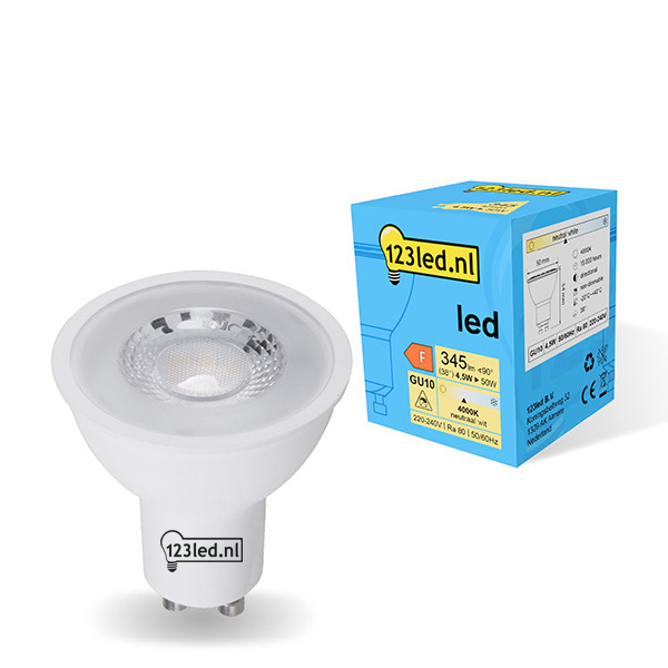 123inkt 123led spot LED GU10 verre 4000K 4,5W (50W)  LDR01726 - 1