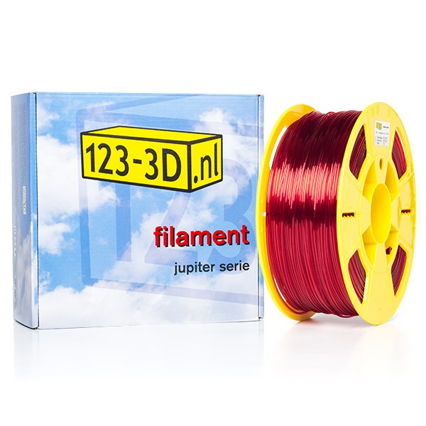 123inkt Filament 1,75 mm PETG 1 kg série Jupiter (marque distributeur 123-3D) - rouge transparent  DFP01178 - 1