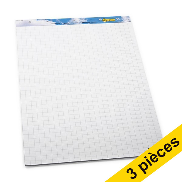 123inkt Offre: 3x 123encre bloc papier quadrillé pour chevalet de conférence 65 x 98 cm (2 x 50 feuilles) - blanc  301351 - 1