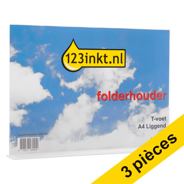 123inkt Offre: 3x 123encre porte-brochures avec pied en T A4 paysage  423175 - 1