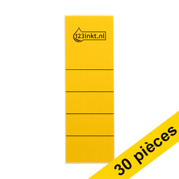 123inkt Offre : 3x 123encre étiquettes de dos autocollantes larges 61 x 191 mm (10 pièces) - jaune  301696 - 1