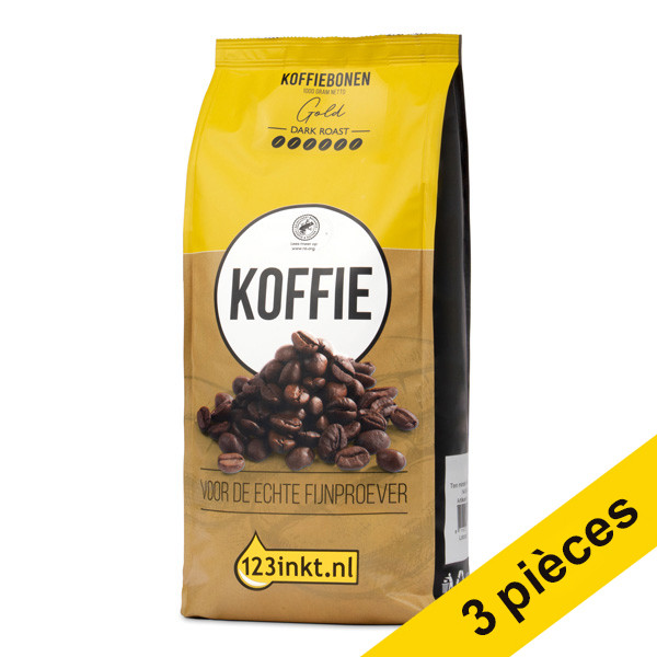 123inkt Offre : 3x 123encre Gold grains de café torréfaction foncée 1 kg  301042 - 1