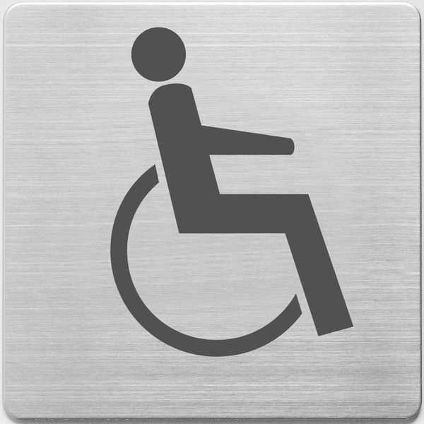Alco pictogramme toilettes pour personnes handicapées en acier inoxydable (9 x 9 cm) AL-450-4 219062 - 1