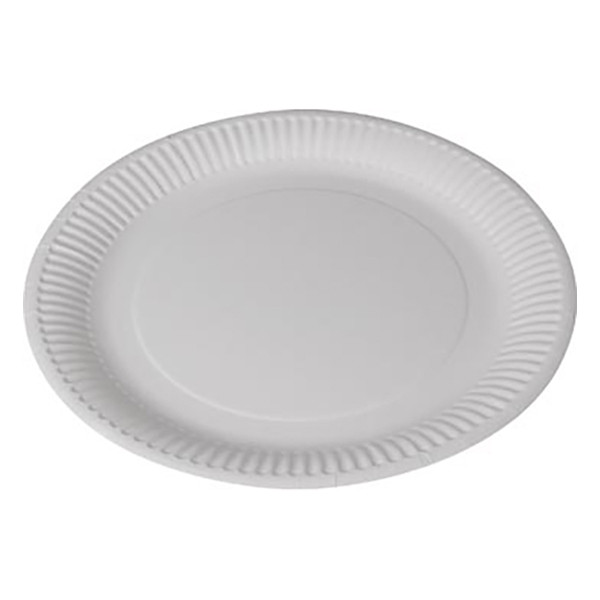 Assiette jetable en carton 23 cm (100 pièces) - blanc 21101 423122 - 1