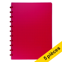Offre : 5x Atoma Trendy cahier quadrillé A4 72 feuilles (4 x 8 mm) - rouge transparent