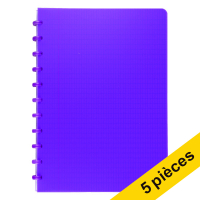 Offre : 5x Atoma Trendy cahier quadrillé A4 72 feuilles (4 x 8 mm) - violet transparent