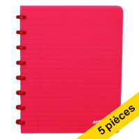 Offre : 5x Atoma Trendy cahier quadrillé A5 72 feuilles (4 x 8 mm) - rouge transparent