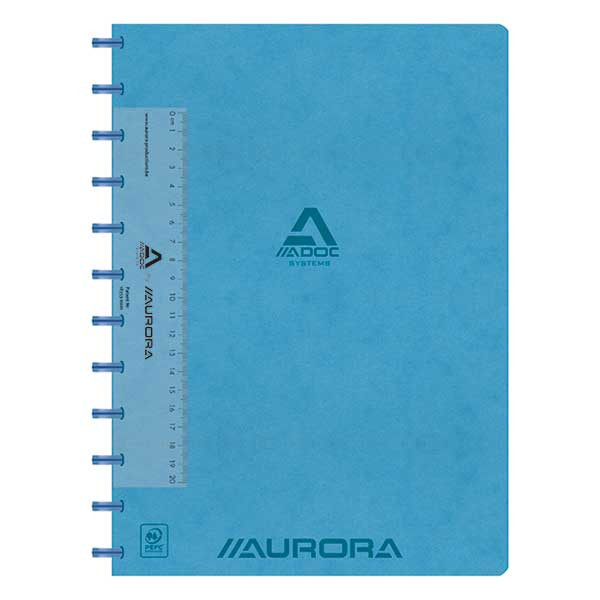 Aurora Adoc cahier ligné avec règle A4 72 feuilles - bleu 6811.744B 330087 - 1