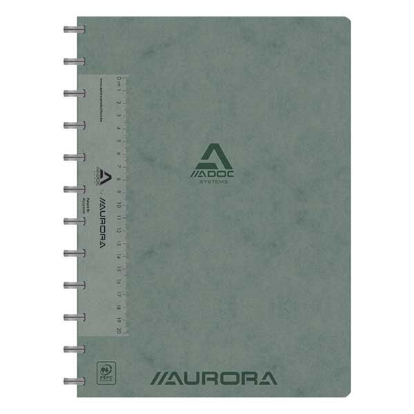 Aurora Adoc cahier quadrillé avec règle A4 72 feuilles (5 mm) - gris 6845.742GRIS 330089 - 1