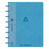 Aurora Adoc cahier quadrillé avec règle A5 72 feuilles (5 mm) - bleu