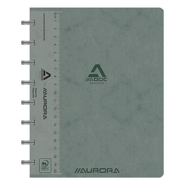 Aurora Adoc cahier quadrillé avec règle A5 72 feuilles (5 mm) - gris 3845.748GRIS 330083 - 1