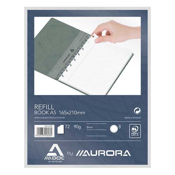 Aurora Adoc recharge pour cahier ligné A5 72 feuilles 3811.608 330037 - 1