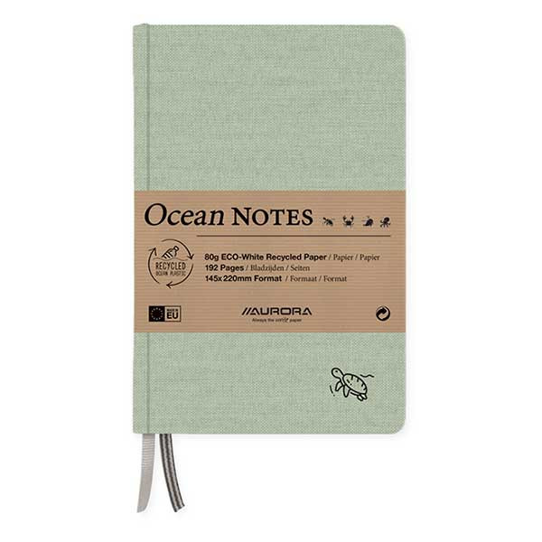 Aurora Ocean carnet de notes 145 x 220 mm ligné 96 feuilles - vert tortue 2396RTG 330069 - 1