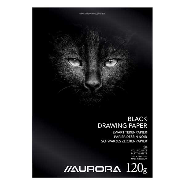 Aurora bloc à dessin A4 papier noir 120 g/m² (20 feuilles) BL43 330071 - 1
