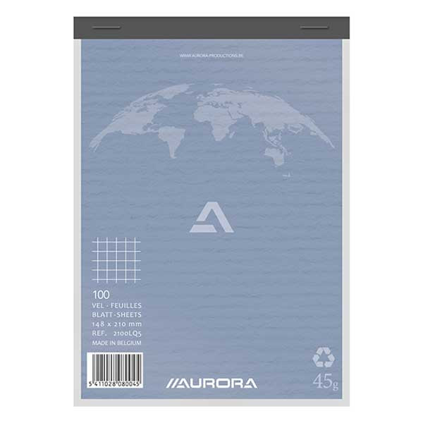 Aurora bloc de cours A5 quadrillé 5 mm 45 g/m² 100 feuilles 2100LQ5 330056 - 1