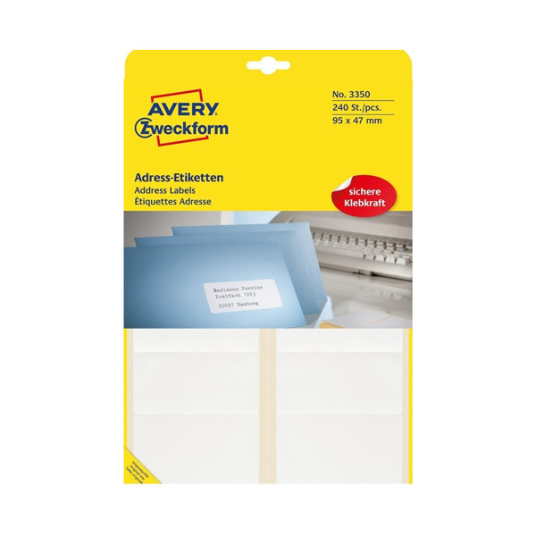 Avery étiquettes d'adresse 3350 | 240 pièces | 95 x 47 mm L3350 212314 - 1
