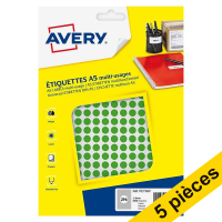 Offre : 5x Avery Zweckform PET08V pastilles de couleur Ø 8 mm (2940 pièces) - vert