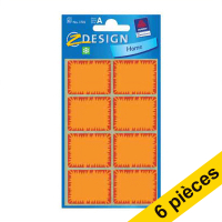 Offre : 6x Avery Zweckform 3702A étiquettes de congélation 28 x 36 mm (40 pièces) - orange