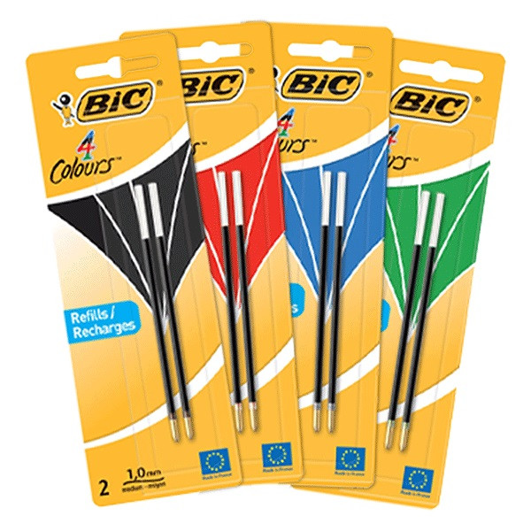 BIC Offre : Bic 4 Colours set recharge de stylo à bille moyen bleu/noir/rouge/vert (8 pièces)  240456 - 1