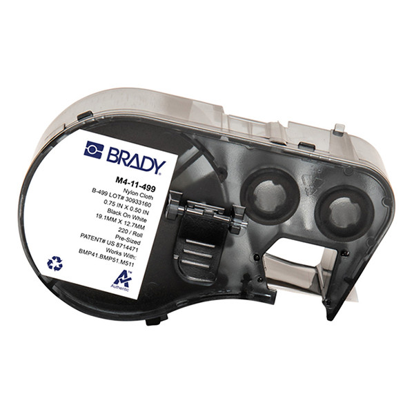 Brady M4-11-499 étiquettes en tissu nylon 19,05 mm x 12,7 mm (d'origine) - noir sur blanc M4-11-499 148310 - 1