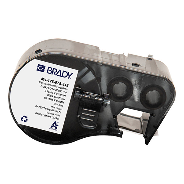 Brady M4-125-075-342 ruban pour gaine thermorétractable 19,05 mm x 6,00 mm (d'origine) - noir sur blanc M4-125-075-342 148324 - 1