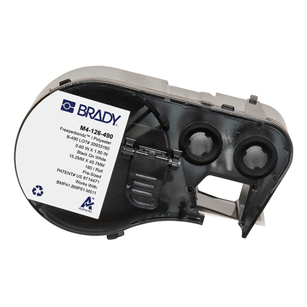 Brady M4-126-490 Freezerbondz étiquettes polyester 15,24 mm x 45,72 mm (d'origine) - noir sur blanc M4-126-490 148292 - 1