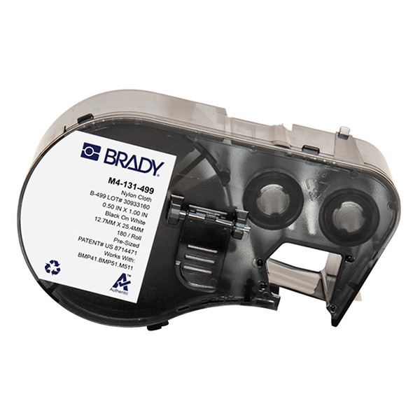 Brady M4-131-499 étiquettes en tissu nylon 25,4 mm x 12,7 mm (d'origine) - noir sur blanc M4-131-499 148286 - 1
