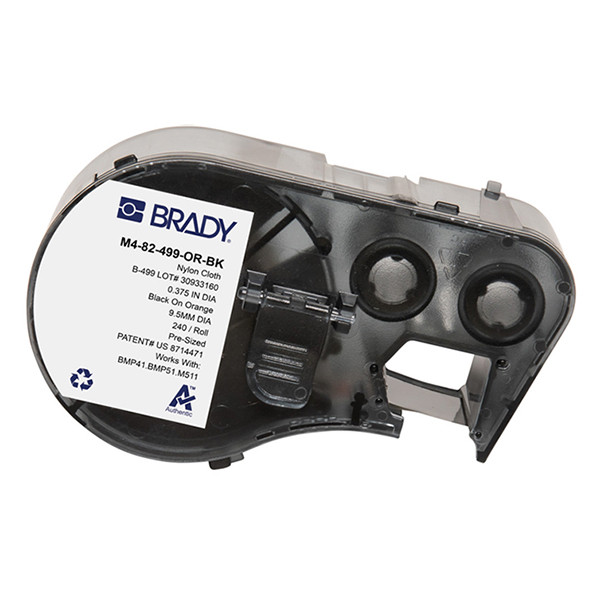 Brady M4-82-499-OR-BK étiquettes en tissu nylon Ø 9,53 mm (d'origine) - noir sur orange M4-82-499-OR-BK 148366 - 1