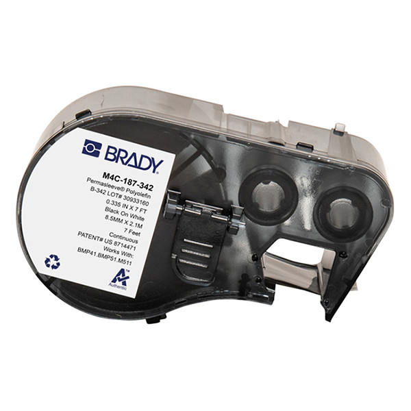 Brady M4C-187-342 étiquette gaine thermorétractable 8,50 mm x 2,13 m (d'origine) - noir sur blanc M4C-187-342 148166 - 1
