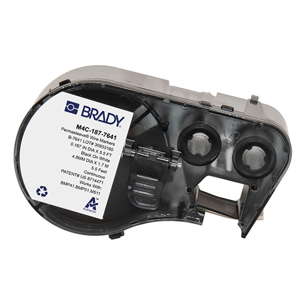 Brady M4C-187-7641 ruban pour gaine thermorétractable 8,50 mm x 2,13 m (d'origine) - noir sur blanc M4C-187-7641 148354 - 1