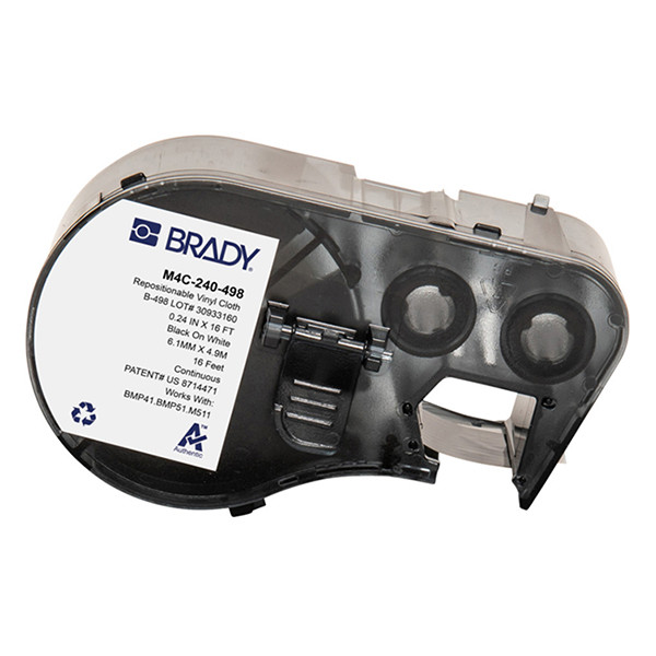 Brady M4C-240-498 étiquettes en vinyle 6,1 mm x 4,88 m (d'origine) - noir sur blanc M4C-240-498 148208 - 1