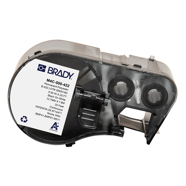 Brady M4C-500-422 étiquettes en polyester 12,70 mm x 7,62 m (d'origine) - noir sur blanc M4C-500-422 147962 - 1
