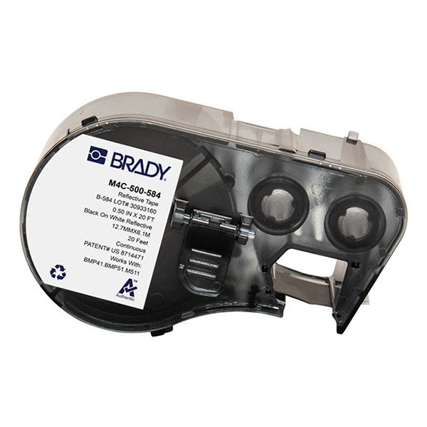 Brady M4C-500-584 étiquettes en plastique 12,7 mm x 7,62 m (d'origine) - noir sur blanc M4C-500-584 148374 - 1