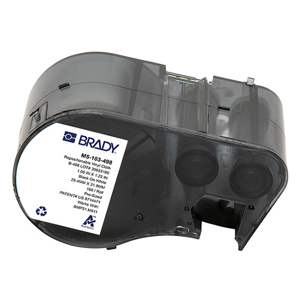 Brady M5-103-498 étiquettes en tissu vinyle 31,75 mm x 25,4 mm (d'origine) - noir sur blanc M5-103-498 148318 - 1