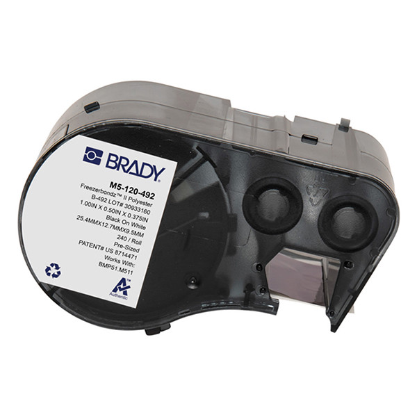 Brady M5-120-492 FreezerBondz étiquettes en polyester 25,4 mm x 12,7 mm (d'origine) - noir sur blanc M5-120-492 148300 - 1