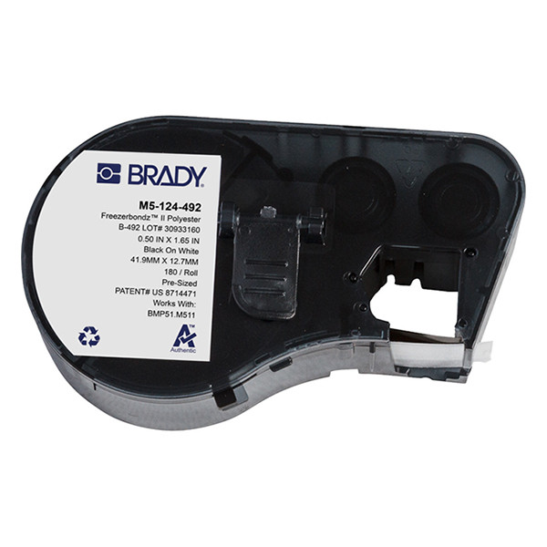 Brady M5-124-492 étiquettes polyester Freezerbondz 41,91 x 12,7 mm (d'origine) - noir sur blanc M5-124-492 148342 - 1