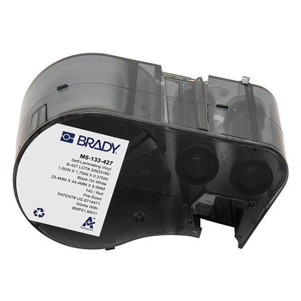 Brady M5-133-427 étiquettes en vinyle laminé 25,4 mm x 44,45 mm x 9,53 mm (d'origine) - noir sur blanc/transparent M5-133-427 148138 - 1