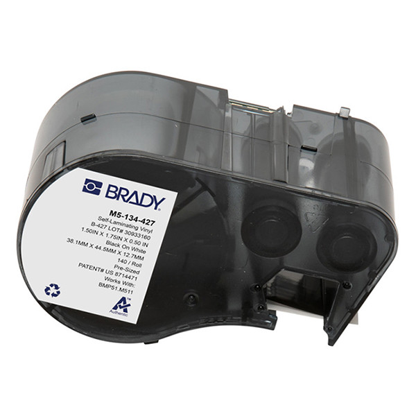 Brady M5-134-427 étiquettes en vinyle laminé 38,1 mm x 44,45 mm x 12,7 mm (d'origine) - noir sur blanc/transparent M5-134-427 148136 - 1