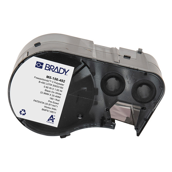 Brady M5-156-492 étiquettes polyester Freezerbondz 22,86 x 25,4 mm (d'origine) - noir sur blanc M5-156-492 148282 - 1