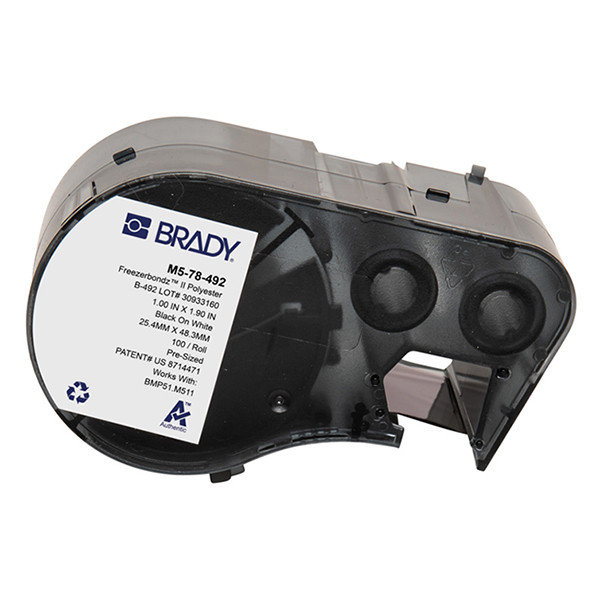 Brady M5-78-492  étiquettes en polyester 25,40 mm x 48,26 mm (d'origine) - noir sur blanc M5-78-492 147987 - 1