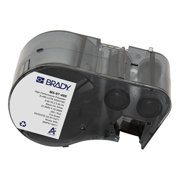 Brady M5-97-488 étiquettes en polyester 22,86 mm x 22,86 mm (d'origine) - noir sur blanc M5-97-488 147992 - 1
