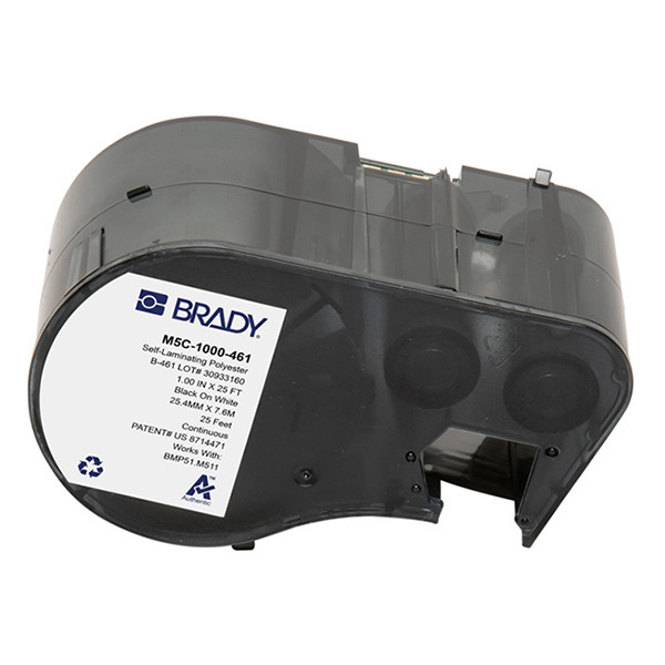 Brady M5C-1000-461 étiquettes en polyester laminé 25,4 mm x 7,62 m (d'origine) - noir sur blanc M5C-1000-461 148412 - 1