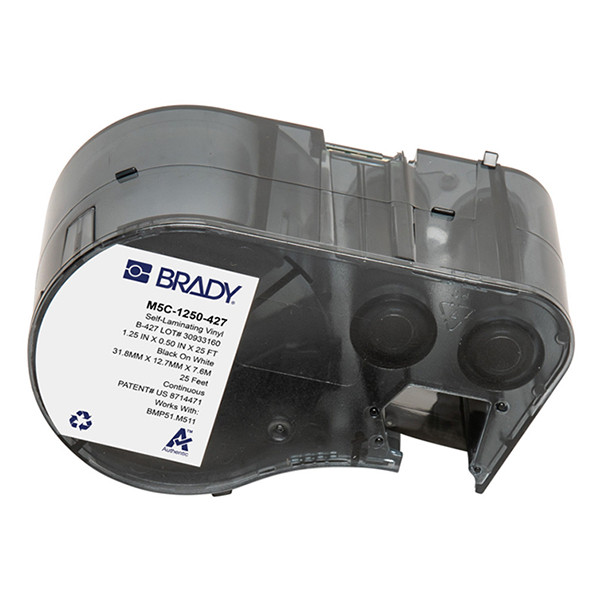 Brady M5C-1250-427 étiquettes en vinyle laminé 31,75 mm x 7,62 m (d'origine) - noir sur blanc/transparental) M5C-1250-427 148404 - 1