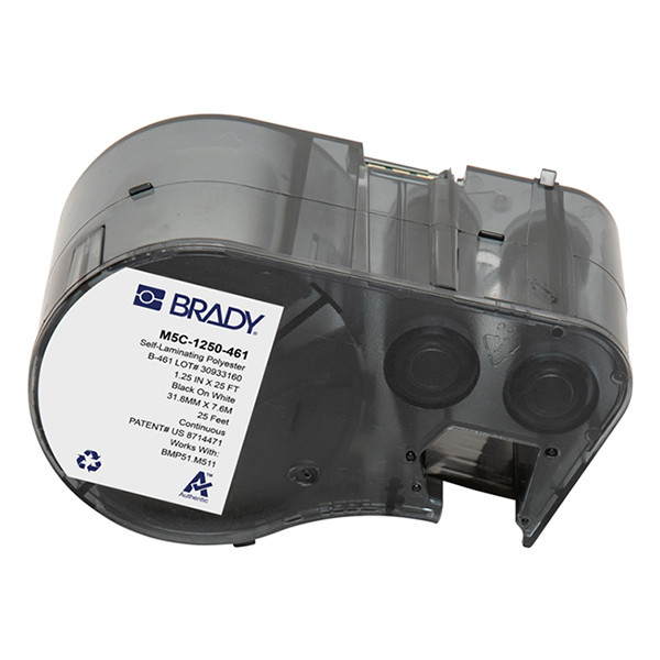 Brady M5C-1250-461 étiquettes en polyester laminé 31,75 mm x 7,62 m (d'origine) - noir sur blanc M5C-1250-461 148414 - 1