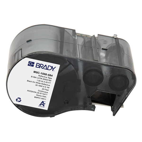 Brady M5C-1500-584 étiquettes en plastique 38,1 mm x 6,1 m (d'origine) - noir sur blanc M5C-1500-584 148348 - 1